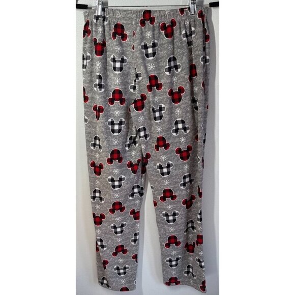 Disney Womens Gray Fleece Pajama Lounge Pants Plaid Mickey Mouse Pull On Medium - Picture 2 of 11